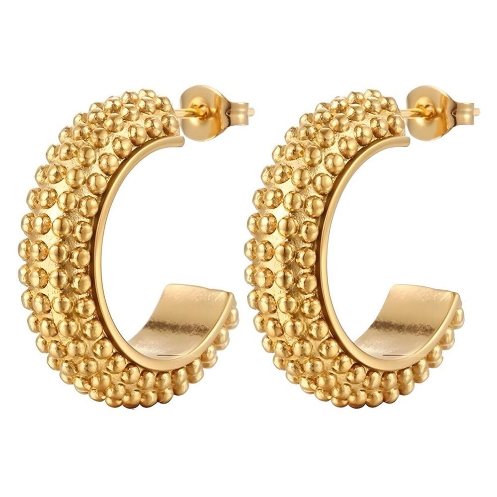 Luxurious Gold Textured Hoop Earrings